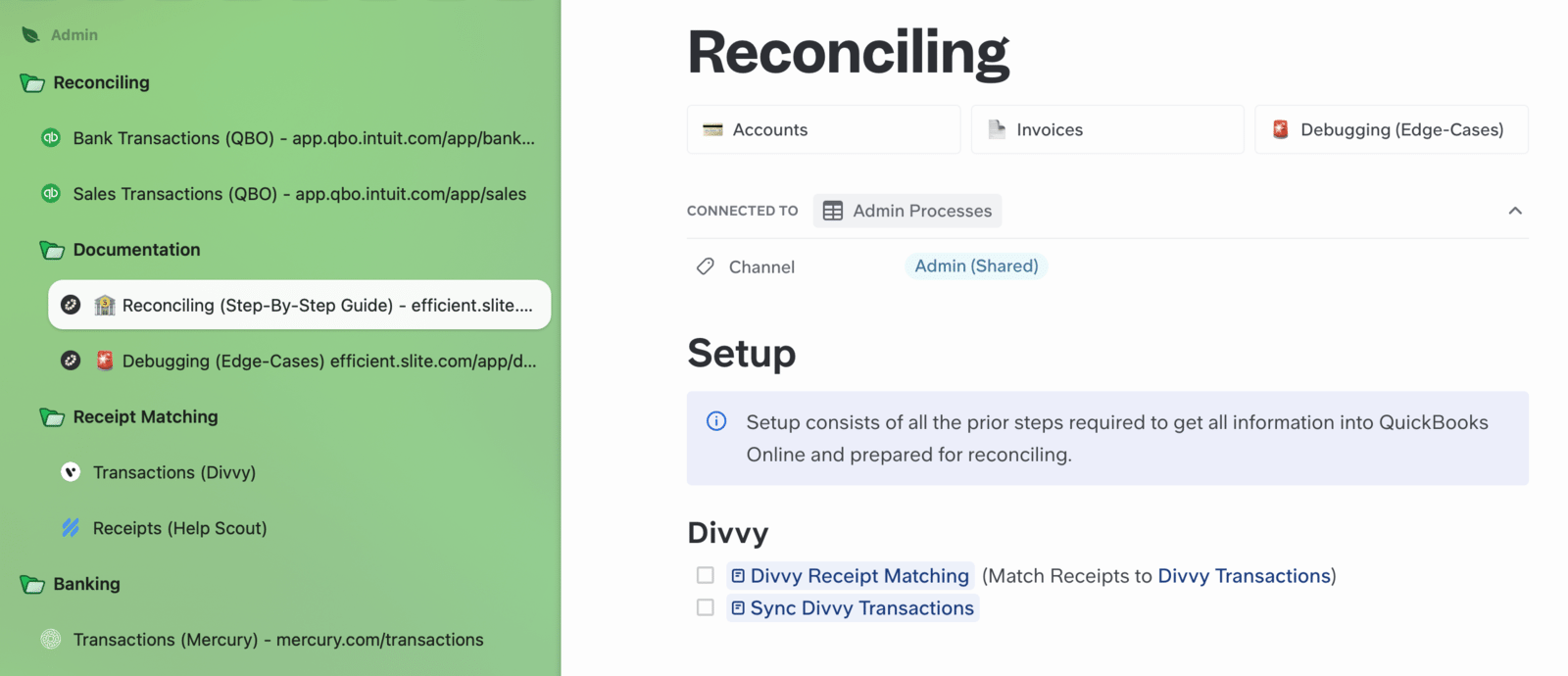 Admin Bank Reconciling Arc Space & Folder